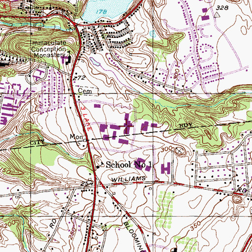 Topographic Map of Hudson Valley Community College, NY