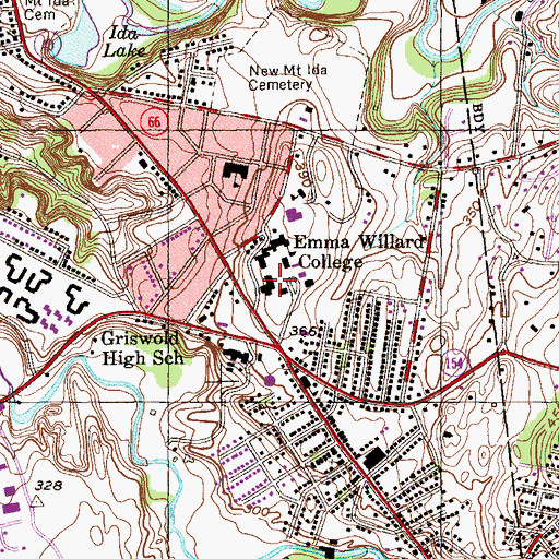 Topographic Map of Slocum Hall, NY