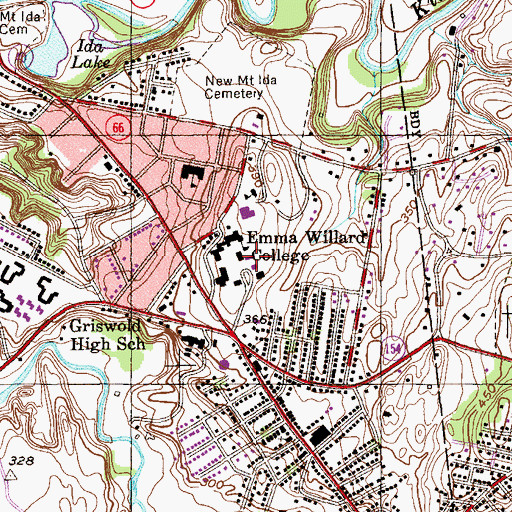 Topographic Map of Snell Music Wing, NY