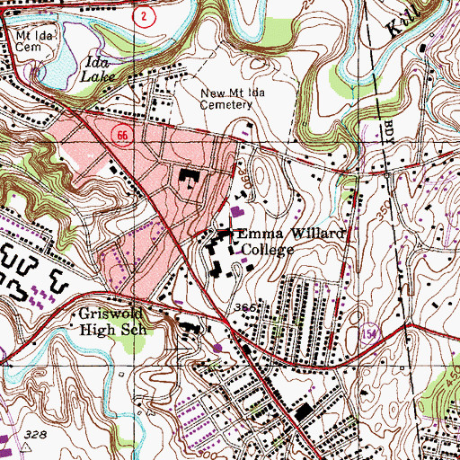 Topographic Map of Kellas Hall, NY
