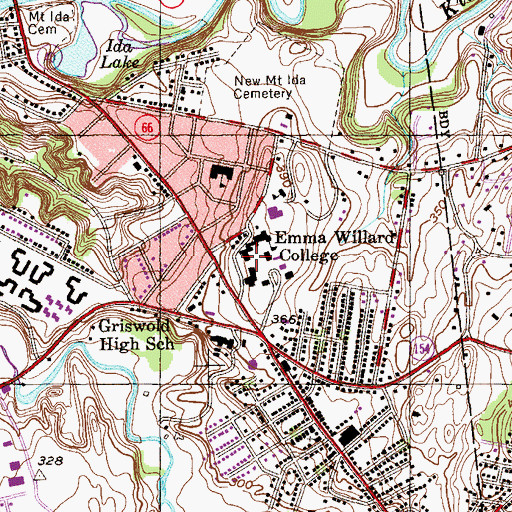 Topographic Map of Sage Hall, NY