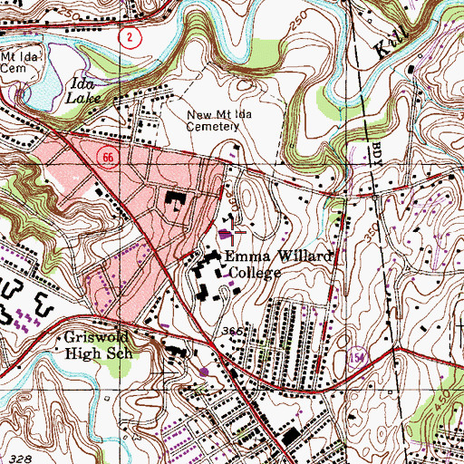 Topographic Map of Mott Gymnasium, NY