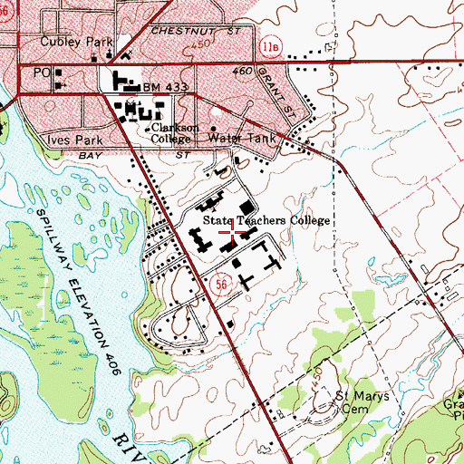 Topographic Map of State University of New York at Potsdam, NY