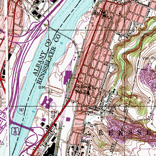 Topographic Map of Rensselaer Fire Department Station Number 2, NY