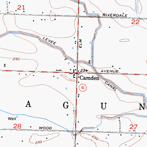 Topographic Map of Camden, CA
