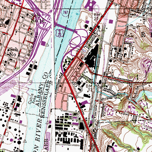 Topographic Map of First United Methodist Church of Rensselaer, NY