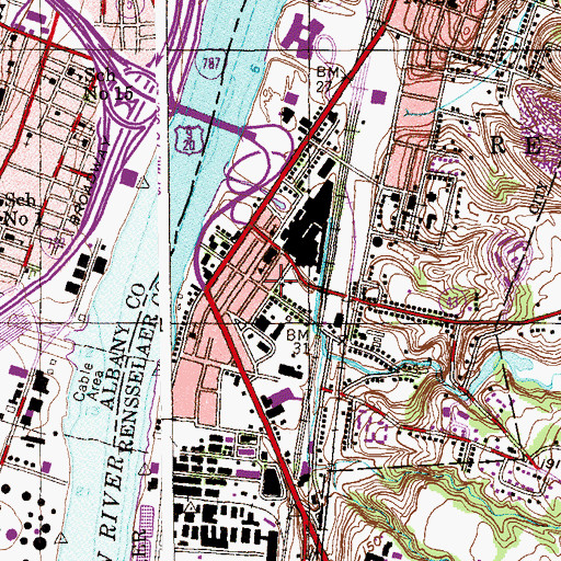 Topographic Map of Rensselaer Engine Company Number 1, NY