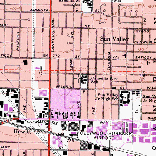 Topographic Map of Camellia Elementary School, CA