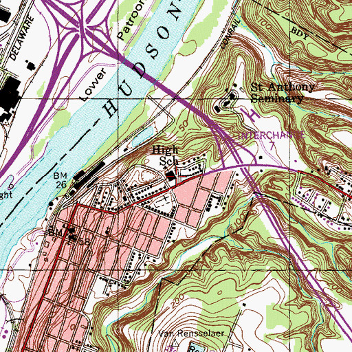 Topographic Map of Van Rensselaer Junior and Senior High School, NY