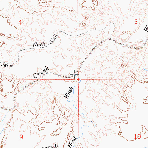 Topographic Map of Camels Head Wash, CA
