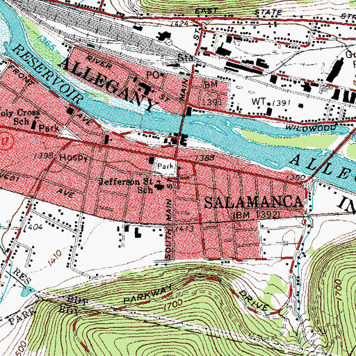 Topographic Map of Carnegie Library (historical), NY