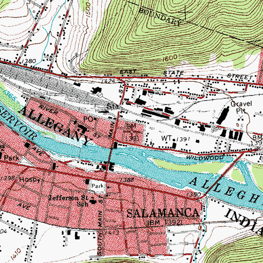 Topographic Map of Maple Street School (historical), NY