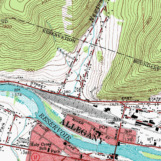 Topographic Map of Erie Street School (historical), NY