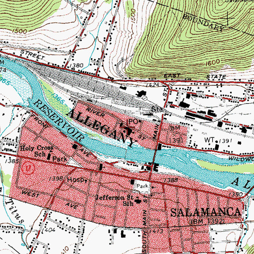 Topographic Map of Saint Patrick's Parochial School, NY