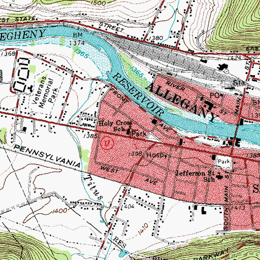 Topographic Map of Holy Cross Roman Catholic Church, NY