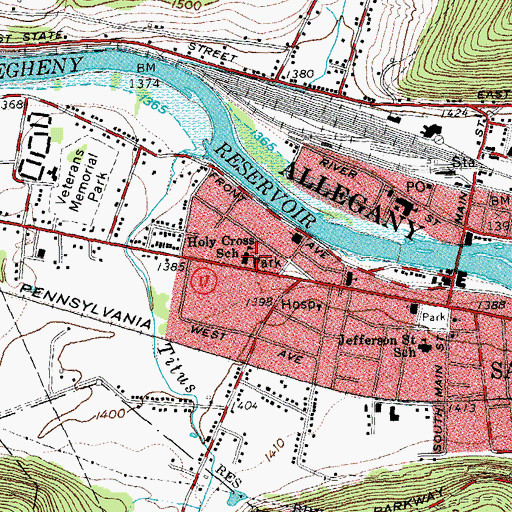 Topographic Map of Holy Cross Hall, NY