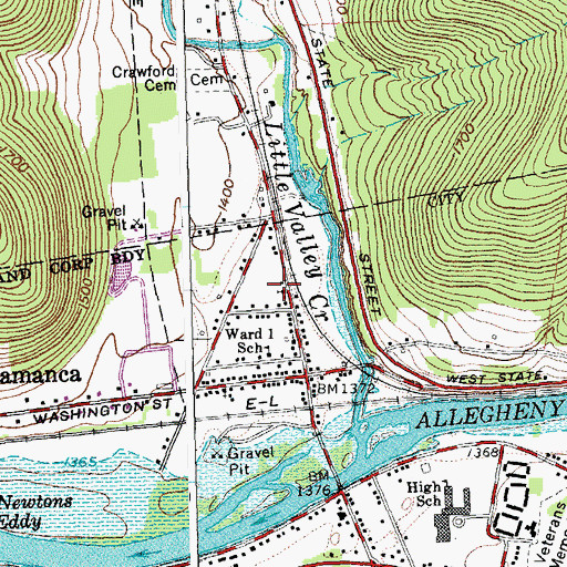 Topographic Map of Center Street Baptist Church, NY