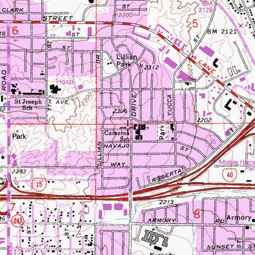 Topographic Map of Cameron Elementary School, CA