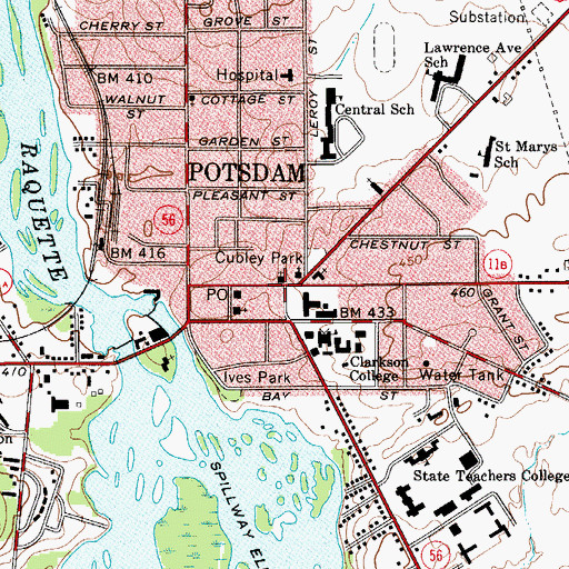 Topographic Map of Potsdam Public Library, NY