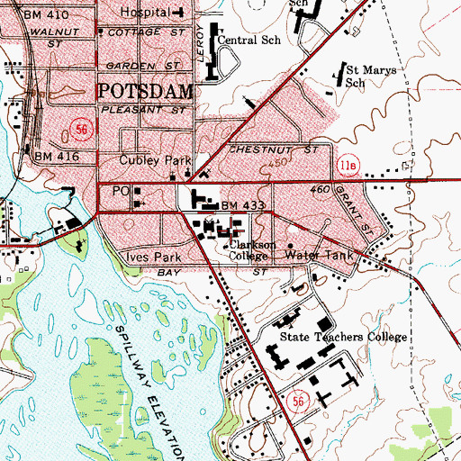 Topographic Map of Clarkson Hall, NY
