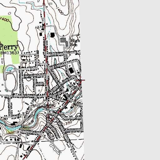 Topographic Map of Perry Public Library, NY