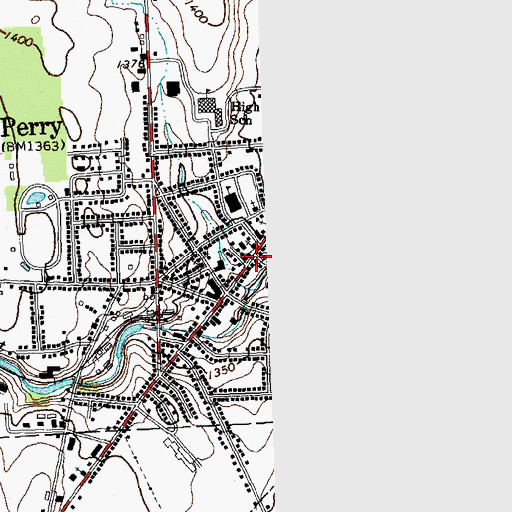Topographic Map of Perry Village Hall, NY