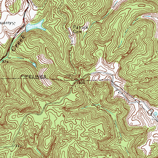Topographic Map of Amos Railroad Station (historical), KY
