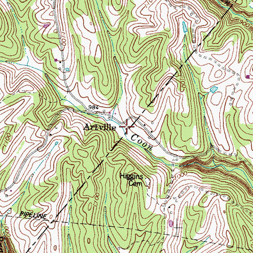 Topographic Map of Artville Post Office (historical), KY