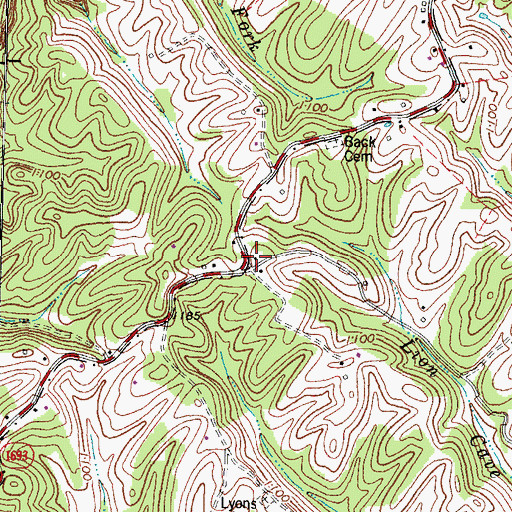 Topographic Map of Back Church (historical), KY