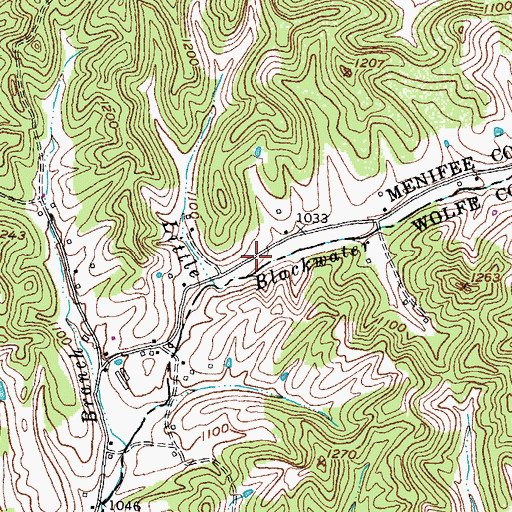 Topographic Map of Blackwater (historical), KY