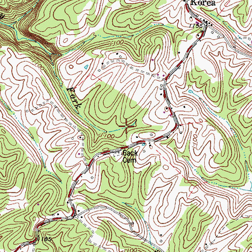 Topographic Map of Botts Ford, KY