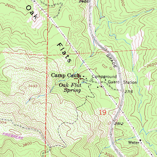 Topographic Map of Camp Caula, CA