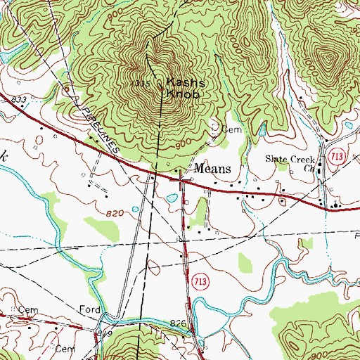 Topographic Map of Chambers Railroad Station (historical), KY