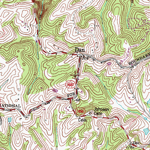 Topographic Map of Dan Ridge Church, KY