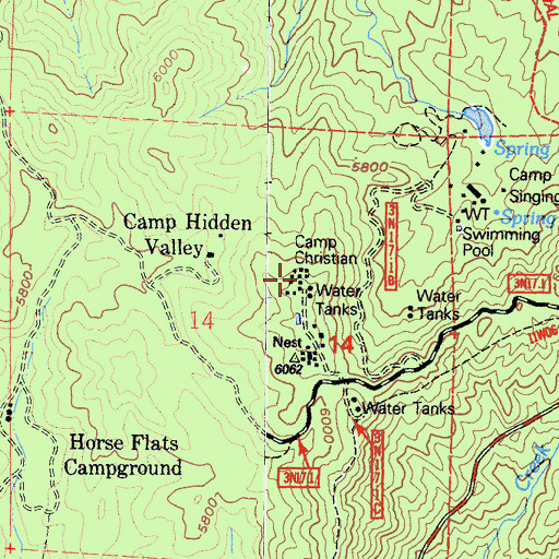 Topographic Map of Camp Christian, CA