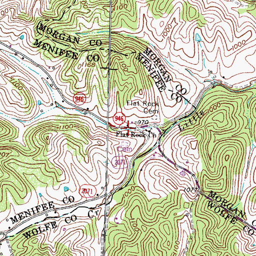 Topographic Map of Flat Rock Ford, KY