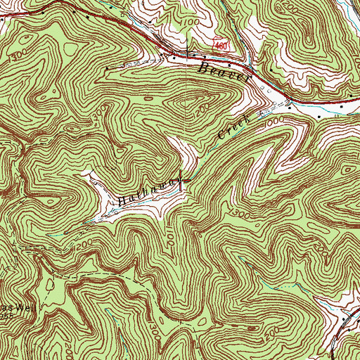 Topographic Map of Hathaway Creek (historical), KY