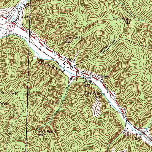 Topographic Map of Hawkins Branch (historical), KY