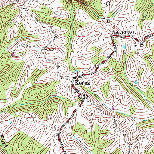 Topographic Map of Korea Church of God, KY