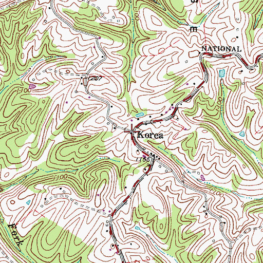 Topographic Map of Korea Post Office (historical), KY
