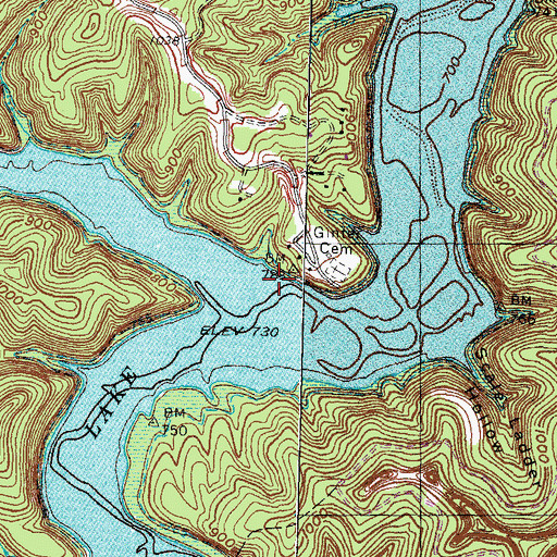 Topographic Map of Leatherwood (historical), KY