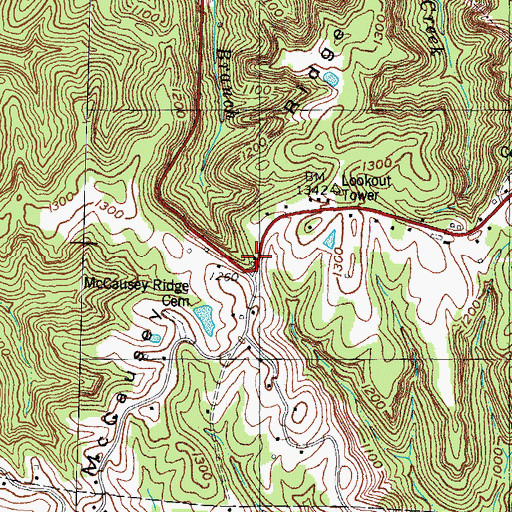 Topographic Map of McCausey Post Office (historical), KY
