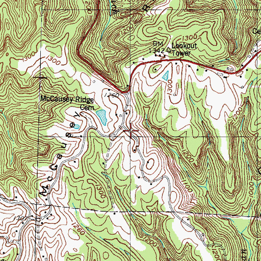 Topographic Map of McCausey Ridge (historical), KY