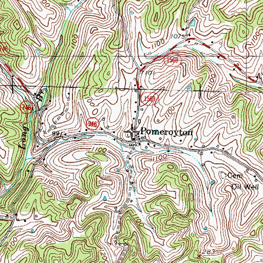 Topographic Map of Pomeroyton Cemetery, KY