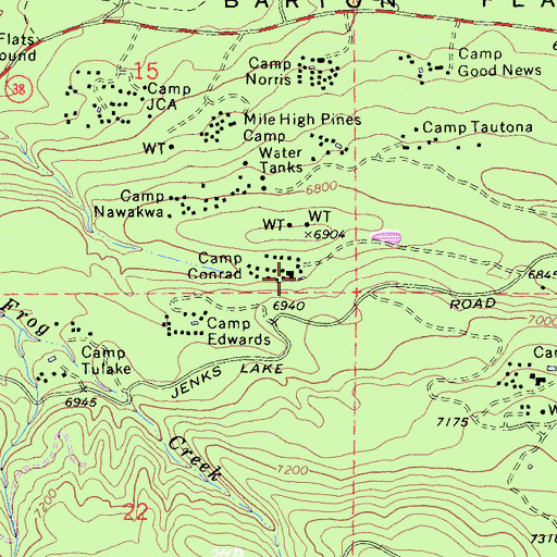 Topographic Map of Camp Conrad, CA