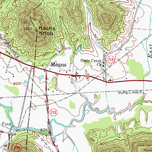 Topographic Map of Rebelsville (historical), KY