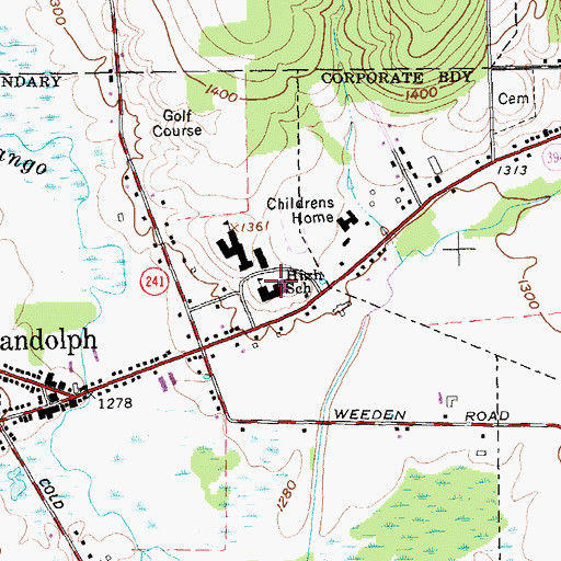 Topographic Map of Randolph Senior High School, NY