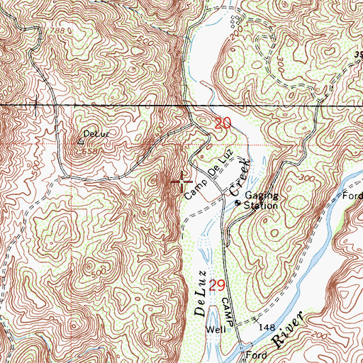 Topographic Map of Camp De Luz, CA