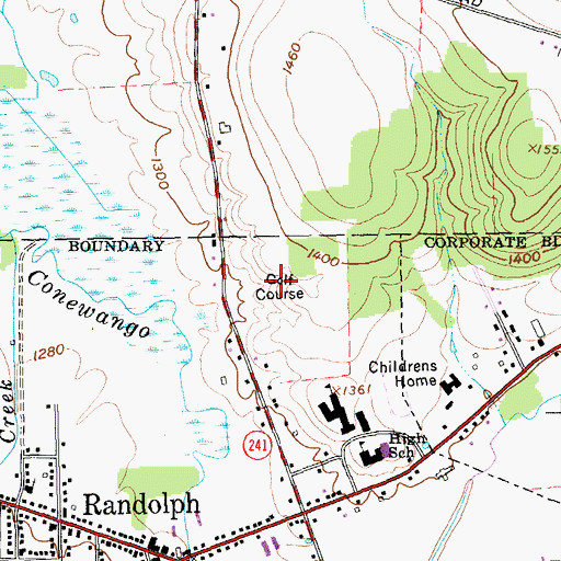 Topographic Map of Cardinal Hills Golf Course, NY