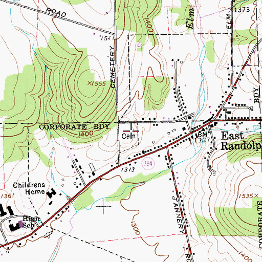 Topographic Map of East Randolph Cemetery, NY